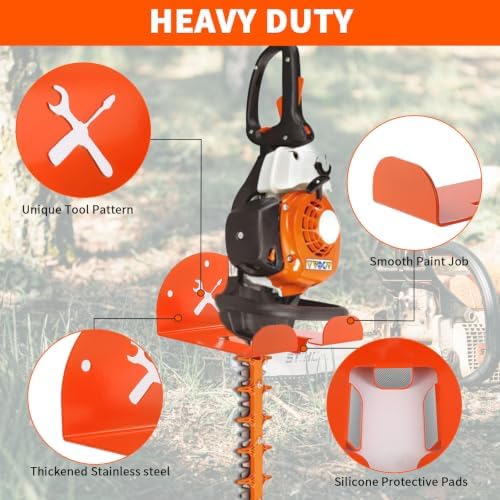 Upgraded Trimmer Rack Wall Mount - 8" Heavy Duty Weed Eater Hanger for Garage Wall, Garden Power Tool Holder Organizer Hooks for Grass Trimmer, Hedge Trimmer, Leaf Blower and Chainsaw, Orange, 4 Pack - Image 5