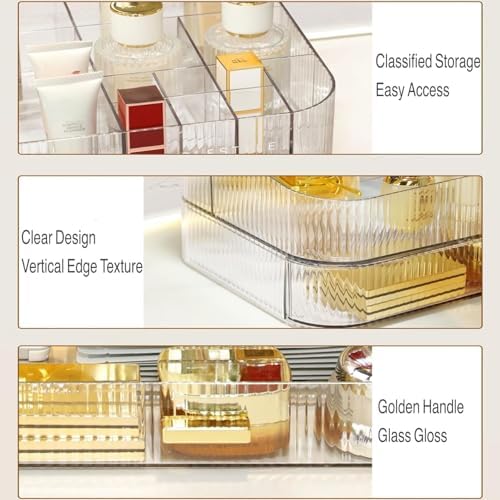 Clear Makeup Organizer for Vanity, Large Desk Organizer with Stackable Drawer for Cosmetics, Skincare, Lipsticks, Palette, Nail Care, Ideal Storage for Dresser and Bathroom Countertop - Image 5