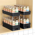 Pull Out Spice Rack Organizer for Cabinet, 2 Pack 2 Tier Sliding Spice Rack by Mystozer