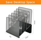 LEKETREE File Organizer for Desk, File Folder Organizer with 5-Section Vertical Rack, Suitable for Home Office Document Organization and Storage(Black 2-Pack) - Image 2