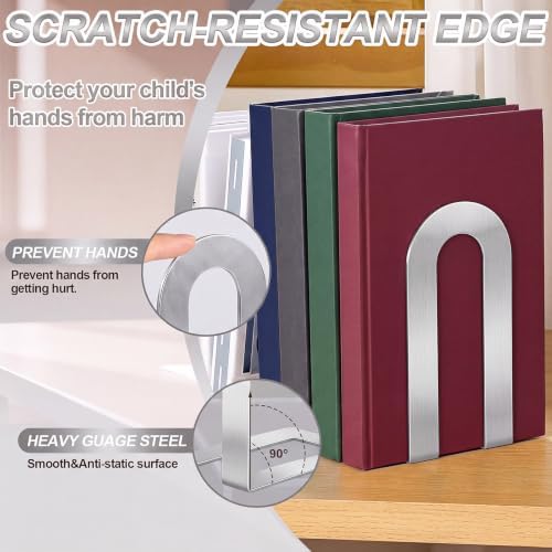 Chunful 18 Pcs Sliver Metal BookEnds Shelves, 7.5 x 5.75 x 3.5 in - Image 6