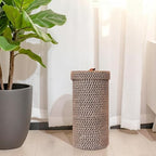 Handmade Cotton & Jute Toilet Paper Holder – Woven Toilet Paper Stand & Storage Basket with Lid, Freestanding Organizer for Bathroom, Fits 3 Mega Rolls 14" x 7'' - Image 6