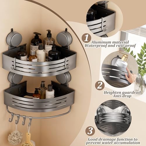 Aluminum Shower Caddy(2-Pack Gray),Shower Shelves for Wall. - Image 2