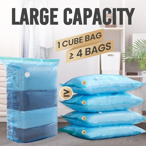 TAILI 8 Pack Vacuum Storage Bags, Jumbo Cube (31x40x15 Inch), Blue - Image 2