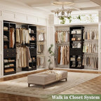 Besiost Closet System, Up to 128.6"/10.7 FT Closet Organizer with 4 Wooden Drawers and Shelves, Walk-in Closet System with 6 Hanging Rods, Built-in Closet Can Fit 96"/8FT, 120"/10FT, Black Set 2 - Image 7