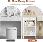 Makeup Organizer Cart, Removable Display Case, White and Natural - Image 6