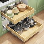 2Pack Pull Out Cabinet Organizer, Soft Close Wooden Slide Out Drawers for Pots, Full-extension Roll Out Shelves for Kitchen Cabinets, Pantry Organization, Bottom and Side Mount(21"W X 21"D x 3.4''H) by Kitstorack