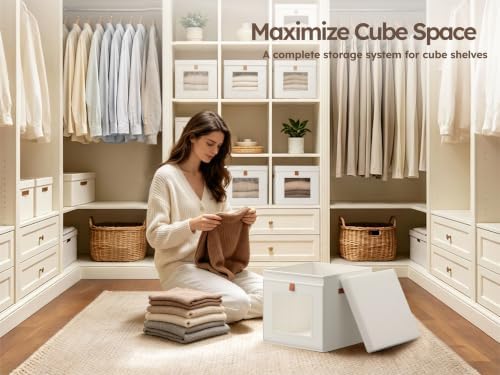 Homsorout Cube Storage Bins with Lids - Front Opening, Clear Window, 4 Pack - Image 6