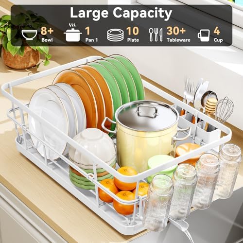 TOOLF Dish Drying Rack for Kitchen Counter,12.4''W x 16.5''L x 7.2'', White - Image 3