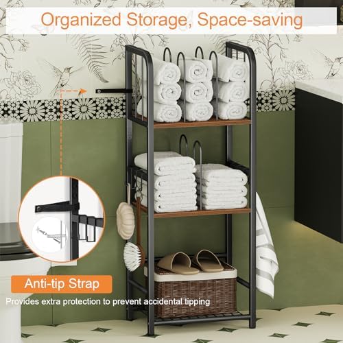 Snughome Towel Rack Free Standing 3-Tier M-Shaped Detachable Dividers, Metal Towel Storage Shelf for Bathroom, Pool Towel Rack Holder, Space-Saving Storage Organizer, Modern Bath Towel Storage Holder - Image 4