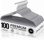 SMARTOR Plastic Hangers 100 Pack - Thin Hangers for Space Saving - Gray by Smartor