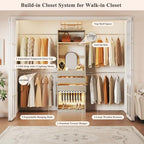 Closet System, 4-8 FT Closet Organizer with 3 Wood Drawers & Glass Top, Oak - Image 5