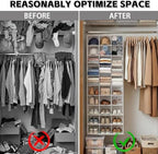 30-Section Hanging Shoe Organizer for Closet Hanging Closet Organizer and Storage Space-Saving Foldable Shoe Rack with Sturdy Hooks for Wardrobe, Dorm, Bedroom, Rv, White - Image 6