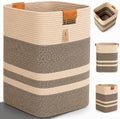 Laundry Hamper, Cotton Rope Laundry Basket with Leather Handles, 22.5-Gallon/85 L Large Clothes Hampers for Laundry, Woven Laundry Baskets for Blankets, Clothing, Bedroom, Living Room, Nursery by ARATECHOME