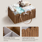 HBlife Baby Diaper Caddy Organizer, Large Portable Scalloped Plastic Wicker Woven Basket with Divider, Nursery Diaper Station, Baby Shower Gifts Basket, Car Organizer, Washable Waterproof - Image 5
