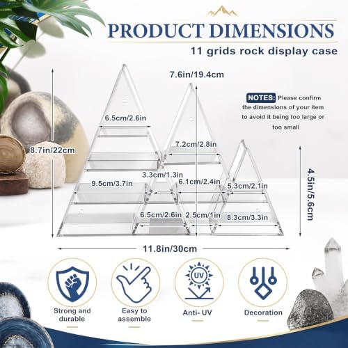 Cinnvoice Rock Display Case 30 Grids,Transparent Border,Mountain Style - Image 2