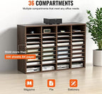 VEVOR Literature Organizers, 36 Compartments Office Mailbox with Adjustable Shelves, Wood Literature Sorter 39.3x12x26.8 inches for Office, Home, Classroom, Mailrooms Organization, EPA Certified Brown - Image 4