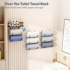 SWTYMIKI Over the Door Towel Rack - 9 Tier Towel Racks for Bathroom Wall Mounted, Towel Holder with Shelf, Hanging Rolled Towel Storage Organizer for Small Bathroom, Camper, RV, Black - Image 4