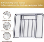 Sedegn Silverware Organizer Metal Mesh, Drawer Organizer, Utensil Cutlery Tray Expandable Flatware Organizer with 7 Compartment Silver 9.6"~16.1" x 13.8" - Image 3