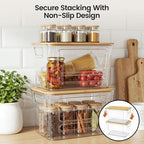 2 Pack Stackable Trash Bag Organizer, Bamboo Lid, Clear Open-Front Bin - Image 2