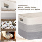 60L Woven Laundry Basket Hamper with Handles, Gradient Grey - Image 5