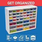 Akro-Mils 44-Drawer Plastic Storage Cabinet, 20"W x 6"D x 16"H, White - Image 4