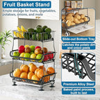 OKZEST 3-Tier Rolling Pantry Floor Organizers and Storage Cart with Wheels - Image 4