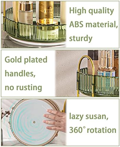 shuang qing Rotating Makeup Organizer for Vanity, High-Capacity Skincare Make Up Storage Perfume Organizers Cosmetic Dresser Organizer Countertop 360 Spinning (Green, 3 Tier) - Image 3