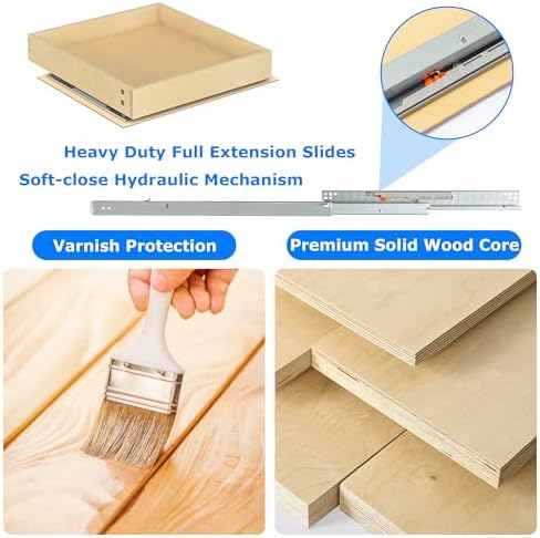 WelFurGeer Soft Close Pull Out Cabinet Organizer, 14" W x 22" D Pull Out Drawer for Cabinet, Bottom Mount Pull Out Drawers for Kitchen Cabinets, Durable Pullout Drawers for Home & Kitchen Organization - Image 5