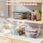 6 Pack Metal Wire Baskets, 15.4" x 11.8" Large Storage Basket for Organizing, Suitable for Kitchen Cabinet Pantry, Black - Image 4