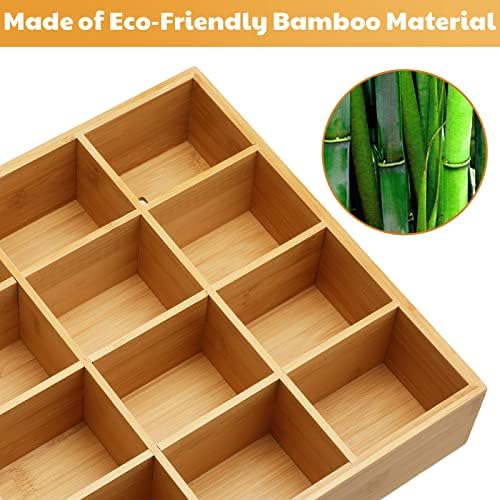 Wesiti Tie Box Organizer Wall Mounted Tie Rack with 16 Compartments Bamboo Belt Holder for Men Scarf Necktie Home Wall Closet(Wood Color,2 Pieces) - Image 2