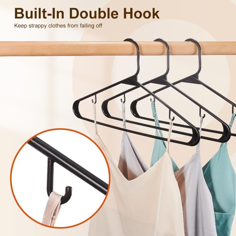 HOUSE DAY Black Plastic Hangers 500 Pack, Slim Space-Saving Clothes Hangers - Image 3
