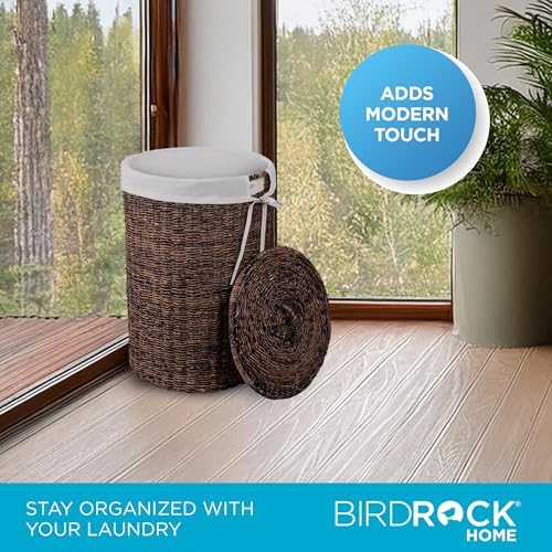 BIRDROCK HOME Seagrass Laundry Hamper with Lid and Liner, Espresso, 26.5” - Image 5