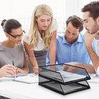 Hicarer 4 Pcs Black Metal Letter Tray Stackable Desk Tray Single Wire Mesh Organizer Front Load File Paper Holder for Desktop Office Home School Classroom (12.8 x 9.84 Inch) - Image 6