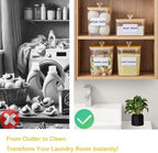 Large 4 Pack Laundry Pods Container & Laundry Powder Container, Plastic Laundry Room Organization and Storage Jars, Dryer Sheet Holder with Lid, Scoops, 16 Labels - Image 6
