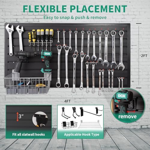 FRAYSCENT Slat Wall Paneling Garage Slat Wall Storage Systems Slatwall Panels Power Tool Organizer Wall Mount, PVC Garage Storage & Organization Products Slate Board (Black, 4ft x 2ft) - Image 2
