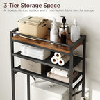 MAHANCRIS Over Toilet Storage, 3-Tier Bathroom Organizer Shelf with Toilet Paper Holder, Freestanding Space Saver Bathroom Shelves Above Toilet for Bathroom, Laundry Room, Rustic Brown TSHR1201 - Image 3