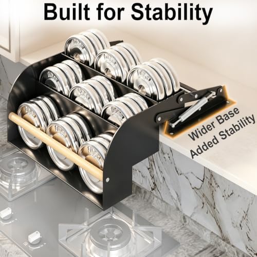 REALINN Pull Down Shelf for Upper Cabinets, 3 Tier Spice Rack, Black - Image 4