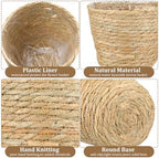 AceOrbit 12 Pcs Wicker Plant Basket Bulk with Liners Woven Planter Baskets Bulk for Indoor Outdoor Seagrass Plants Woven Wicker Baskets for Flower Pots Cover and Room Decor (Small,Rustic) - Image 5
