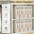4 Pack Foldable Bed Sheets Set Organizers and Storage(King & Queen Size),Linen Fabric Closet Organizers with Window,Folding Bedding Storage Box for Bedsheets and Pillow Cube Organizer-Beige - Image 5