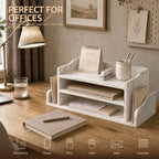 Wood Desk Organizer: File Organizer for Office Desk & Classroom, Whitewash - Image 5