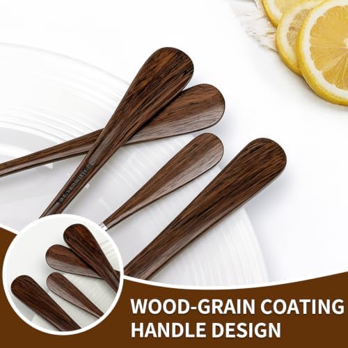 Orange Silverware Set with Expandable Drawer Organizer for 6-24 Piece Stainless Steel Flatware Set with Spoons, Forks, Knives, Heavy Duty Mirror Polished for Home/Kitchen/Restaurant (Woodgrain) - Image 5