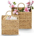 Set of 2 Wicker Hanging Basket for Organizing, Front Door, Mail, Flowers - Woven Wall Baskets for Storage by 84ECO