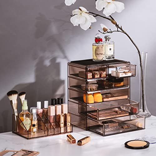 Sorbus Makeup Organizer, 6-Drawer Acrylic 2-Piece Set (Bronze Glow) - Image 2