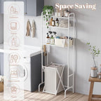 STDDRE 3-Tier Over The Toilet Storage Space Saver with Paper Holder Freestanding Rack Metal Bathroom Shelves with Hooks Above The Toilet Storage Shelf (White, 3 Tier) - Image 6