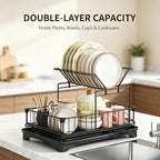 2-Tier Large Dish Drying Rack for Kitchen Counter, Dish Rack Auto Drain - Image 7