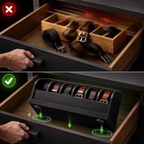MinBoo Bamboo Belt Organizer Box,6 Grids Belt Rack for Closet and Drawer, Belt Storage Organizer and Displayer for Men Women - Image 2