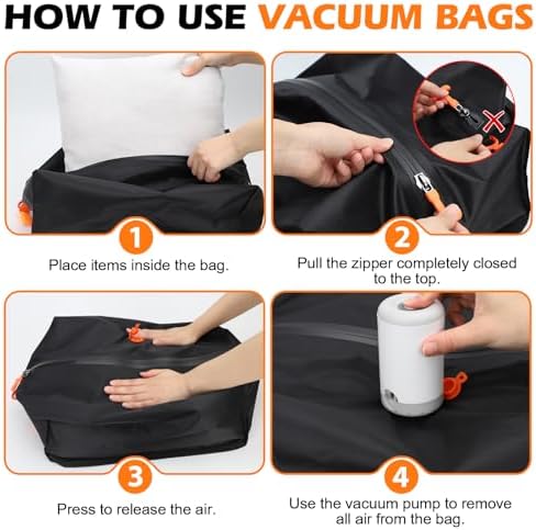 Fantictas Travel Vacuum Bags, 2 Pack, 24L Each with Cordless Pump - Image 6