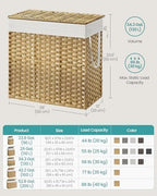 SONGMICS Laundry Hamper with Lid, 130L Double Wicker Basket, 6 Mesh Bags - Image 6