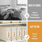 6 Pack Foldable Bed Sheets Set Organizers and Storage(King & Queen Size),Linen Fabric Closet Organizers with Window,Folding Bedding Storage Box for Bedsheets and Pillow Cube Organizer-Beige - Image 2